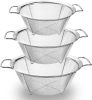 Ideal Kitchen Strainers and Colanders, Stainless Steel Mesh Strainer Basket with Handle, Stackable Mesh Footed Colander for Rinse Food, Fruit, Vegetab